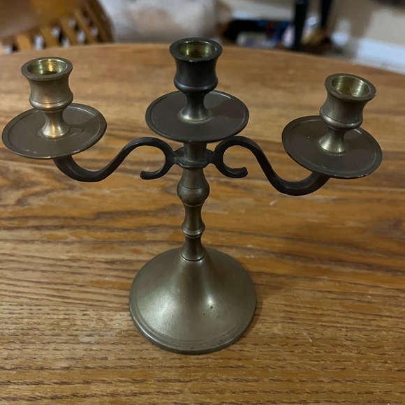 Rare MINATURE Brass Candelabra Candlestick - 5” tall - 3 Arm Candlestick - Picture 3 of 6
